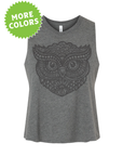 Zentangle Owl · Cropped Tank · Tonal