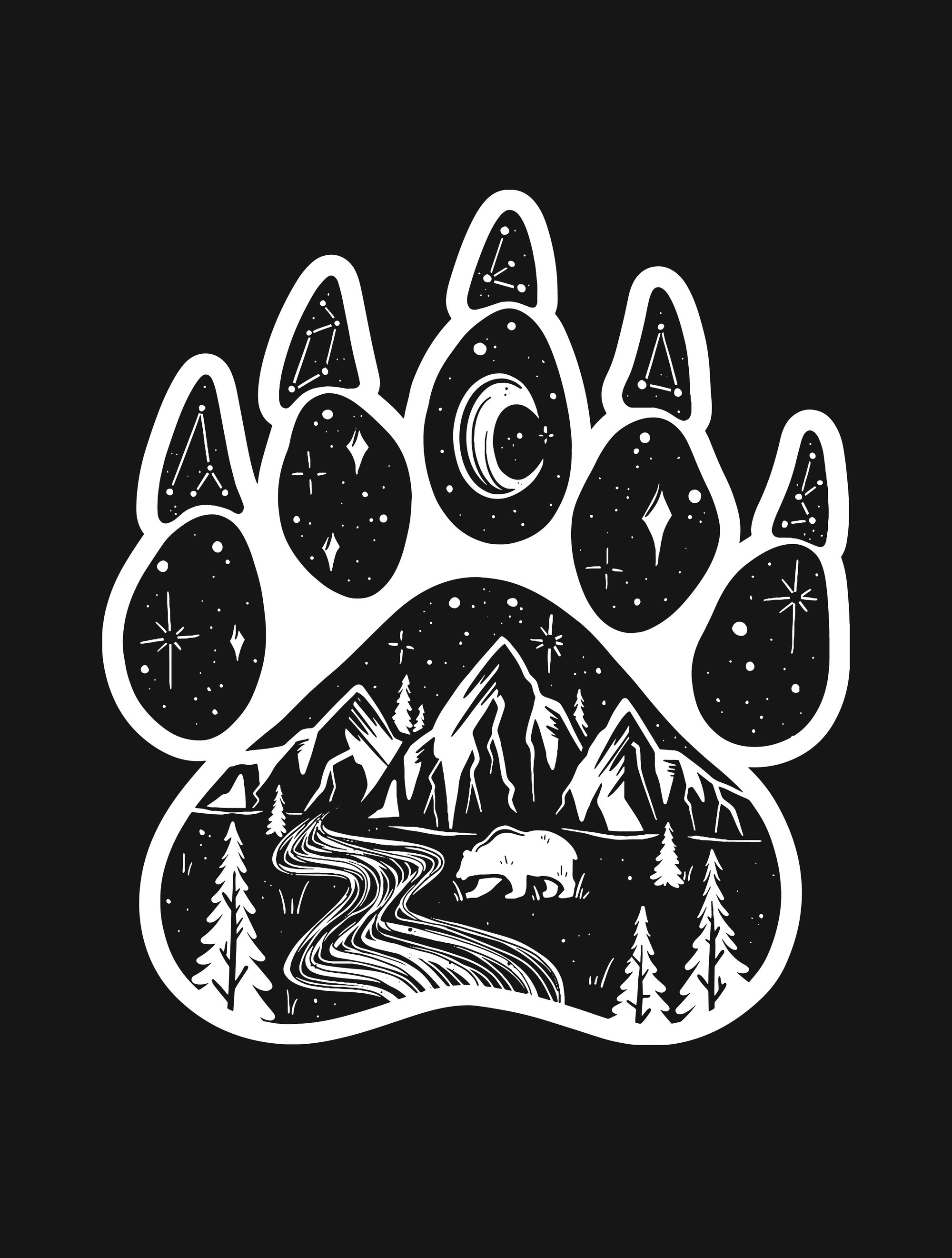 Bear Paw · White Ink · Unisex T-Shirt
