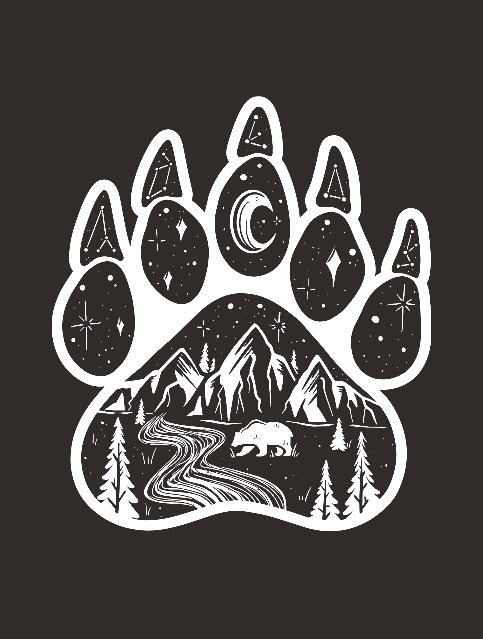 Bear Paw · White Ink · Unisex T-Shirt