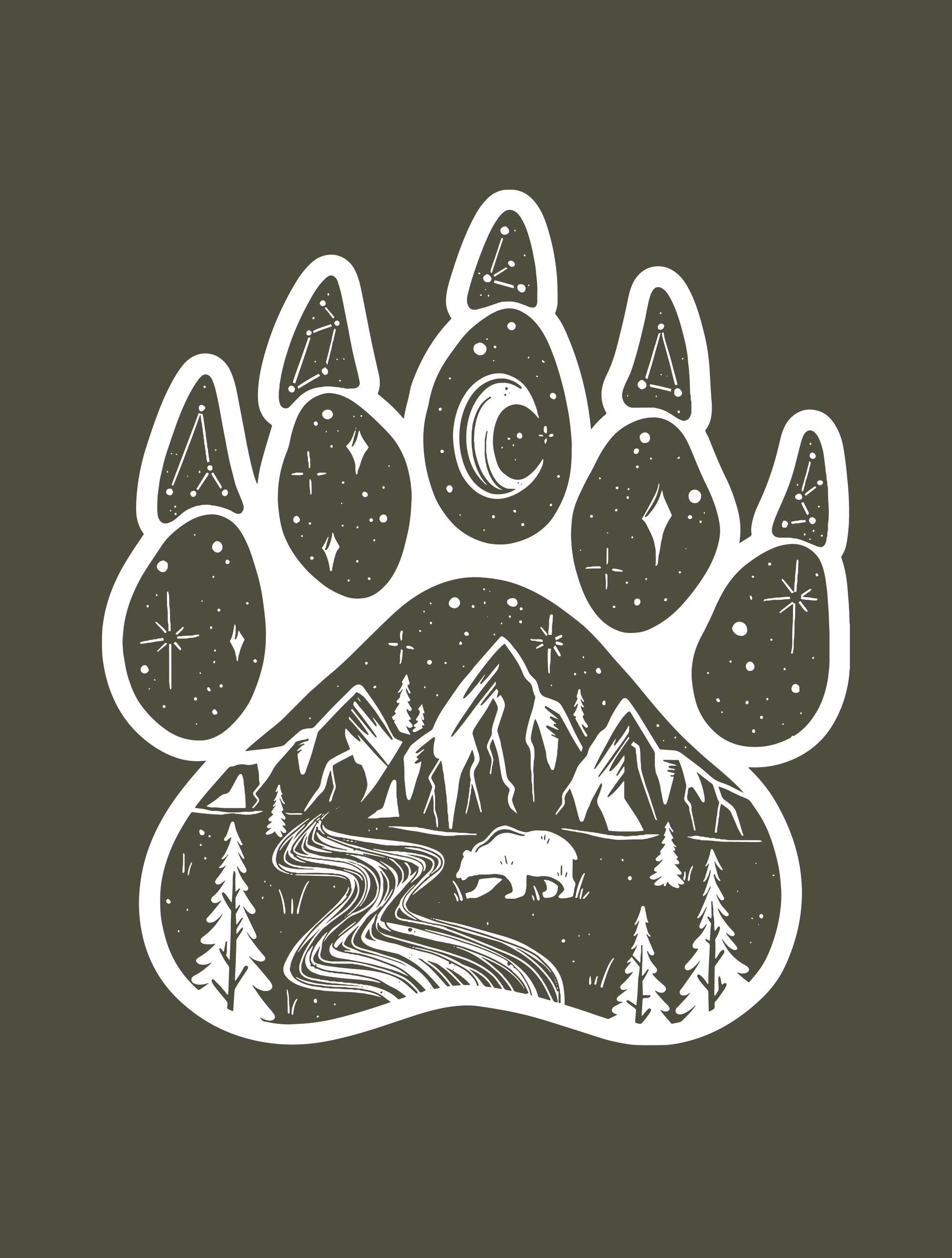 Bear Paw · White Ink · Unisex T-Shirt