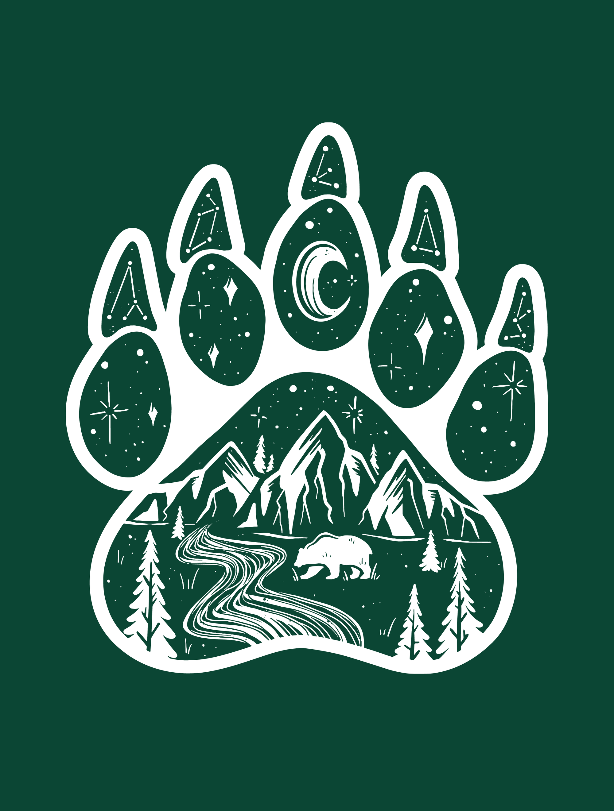 Bear Paw · White Ink · Unisex T-Shirt