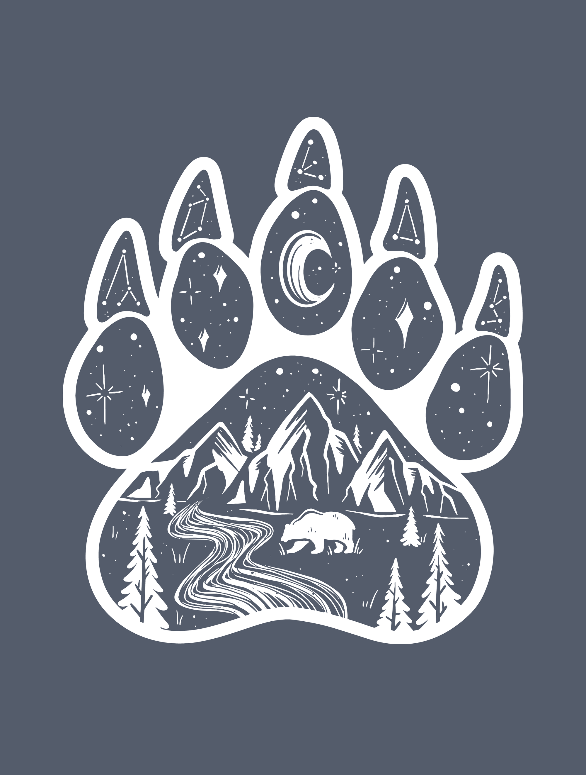 Bear Paw · White Ink · Unisex T-Shirt
